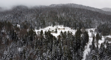 Eşsiz kar manzarası havadan böyle görüntülendi 