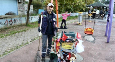 Giresun sokaklarını süslü çöp kovasıyla neşelendiriyor (Foto Galeri)