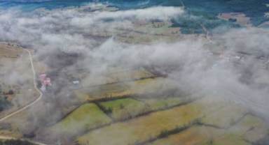 Sisle kaplanan Ilgaz Dağı etekleri havadan böyle görüntülendi (Foto Galeri)