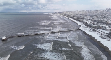 Atakum sahilinde masalsı kar güzelliği (Foto Galeri)