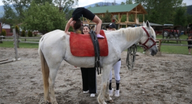 Küçük çocuklardan at üzerinde cimnastik gösterisi (Foto Galeri) 