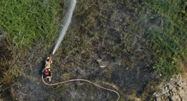 Düzce'de çalılık alanda çıkan yangın söndürüldü (Foto Galeri) 