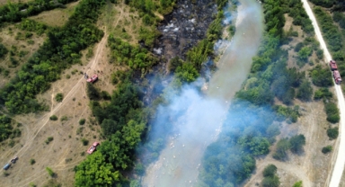 Tarım arazisinde başlayıp ormana sıçrayan yangın havadan görüntülendi (Foto Galeri) 