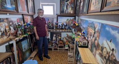 Zonguldaklı emekli işçi, atölyeye dönüştürdüğü kömürlüğünde 15 yıldır resim yapıyor (Foto Galeri) 