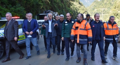 Bakanlar Uraloğlu ve Bak, Çamlıhemşin-Ayder Yaylası yolunda devam eden çalışmaları inceledi (Foto Galeri)