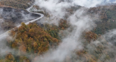 Komşu ilde etkili olan sis sonbahar renkleriyle güzel görüntü oluşturdu (Foto Galeri) 