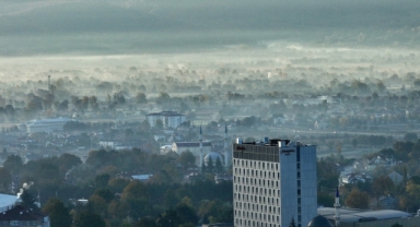 O kentte oluşan sis havadan görüntülendi (Foto Galeri) 