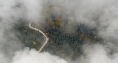 Sisle kaplanan Yedigöller yolu havadan görüntülendi (Foto Galeri)