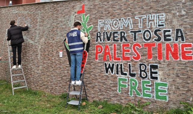 Üniversite öğrencilerinden Filistin'e grafitili destek (Foto Galeri)