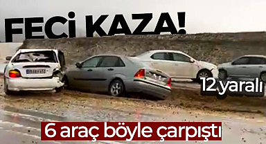 12 kişinin yaralandığı zincirleme kaza cep telefonu kamerasında: 6 araç böyle çarpıştı