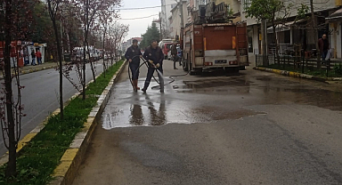 Keşap'ta cadde ve sokaklar yıkanıyor