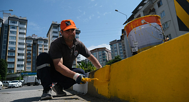 Şehir genelindeki bordürler boyanıyor