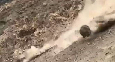 Heyelan anı kamerada