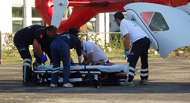 Ambulans helikopter acil hastaların sevki için havalandı