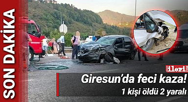 Giresun'da korkunç kaza! 1 ölü 2 yaralı