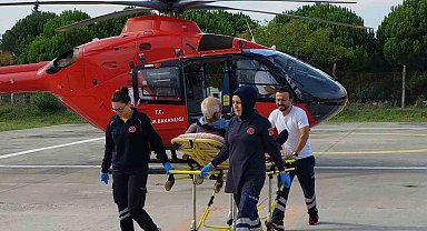 Yaşlı adamın yardımına ambulans helikopter yetişti