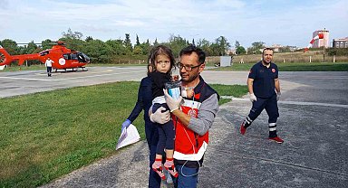 Ambulans helikopter minik Gökçe için havalandı