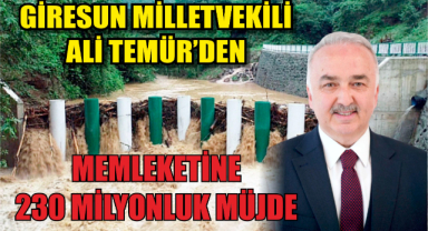 Giresun Milletvekili Ali Temür'den Memleketine 230 Milyonluk Müjde