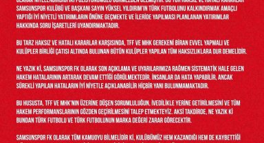 Samsunspor'dan hakem tepkisi