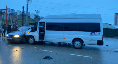 Öğrenci servisi otomobile çarptı: 1 yaralı