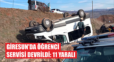Giresun'da öğrenci servisi devrildi: 11 yaralı