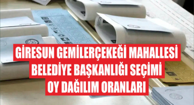 Giresun Gemilerçekeği Mahallesi Belediye Başkanlığı Seçimi Oy Dağılım Oranları