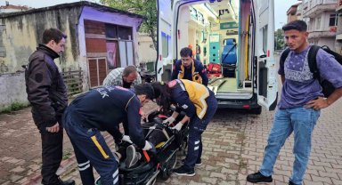 Motosikletin çarptığı köpek telef oldu, sürücü yaralandı