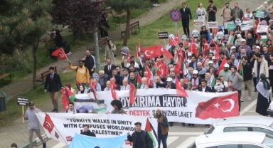 Giresun'da üniversite öğrencileri İsrail'i protesto etti