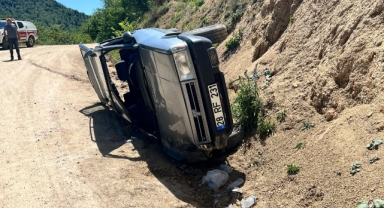 Giresun'da devrilen otomobildeki 4 kişi yaralandı