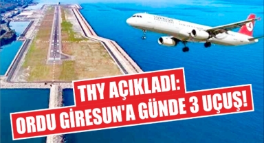 THY'den, Ordu Giresun'a Günde 3 Uçuş!