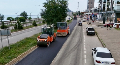Giresun'da kazılan yollar asfaltlanıyor...