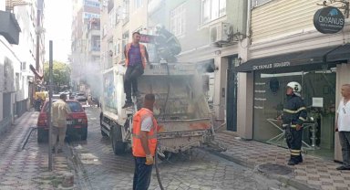 Çöp kamyonunu yanmaktan son anda kurtuldu...