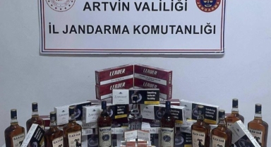 Artvin'de gümrük kaçağı sigara ve içki ele geçirildi