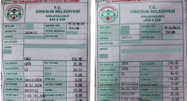 Giresun’a %100 Zamlı Su Faturası!