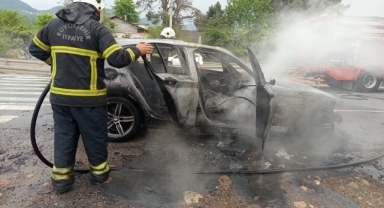Ordu’da seyir halindeki otomobilde yangın çıktı