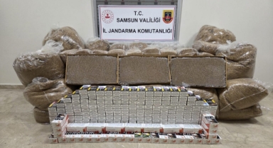 Samsun'da 1 ton kaçak tütün ve 60 bin dolu makaron ele geçirildi