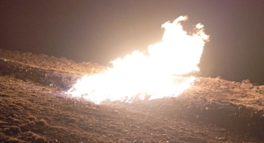 Sivas'ta doğalgaz boru hattında yangın