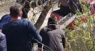 Sürücü aracıyla dereye uçtu