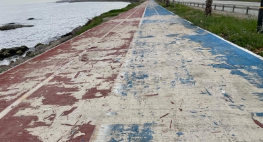 Bulancak Sahil Bisiklet Yolu'nda Boya Bakımı Hâlâ Yapılmadı!