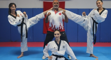 Üç kızını milli sporcu yapan tekvando antrenörü baba gururlu