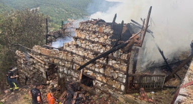 Anızda çıkan yangın asırlık düğmeli evleri küle döndürdü   