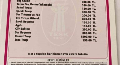 Bafra'da berber ve kuaförlere zam: Ense tıraşı 150 lira