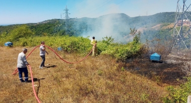 Çalılık yangını ormana sıçramadan kontrol altına alındı