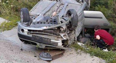 Kontrolden çıkan otomobil takla attı: 3 yaralı