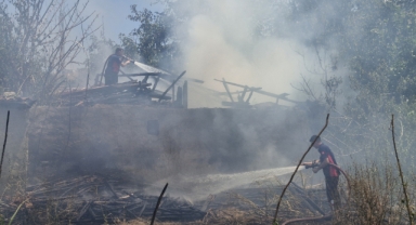Otları yakmak isteyen kişinin başlattığı yangın odunluğa sıçradı