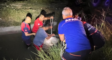 Sulama kanalına uçan otomobilde 1 kişi boğuldu