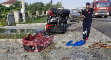 Tırın çarptığı traktör sürücüsü öldü