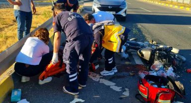 Bariyerlere çarpan motosikletin sürücüsü ağır yaralandı