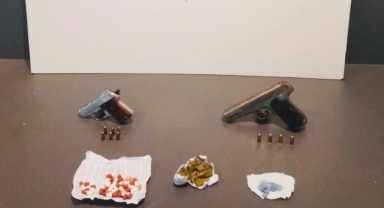 Hapis cezasıyla aranan hükümlü uyuşturucu ve silahla yakalandı