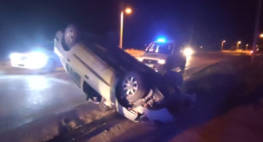 Yol çalışmasını fark edemeyen sürücü takla attı: 1 yaralı